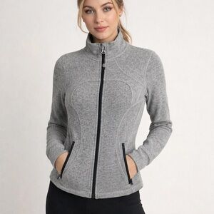 Lululemon Forme Ghost Herringbone Gray White Jacket Size 8 RARE